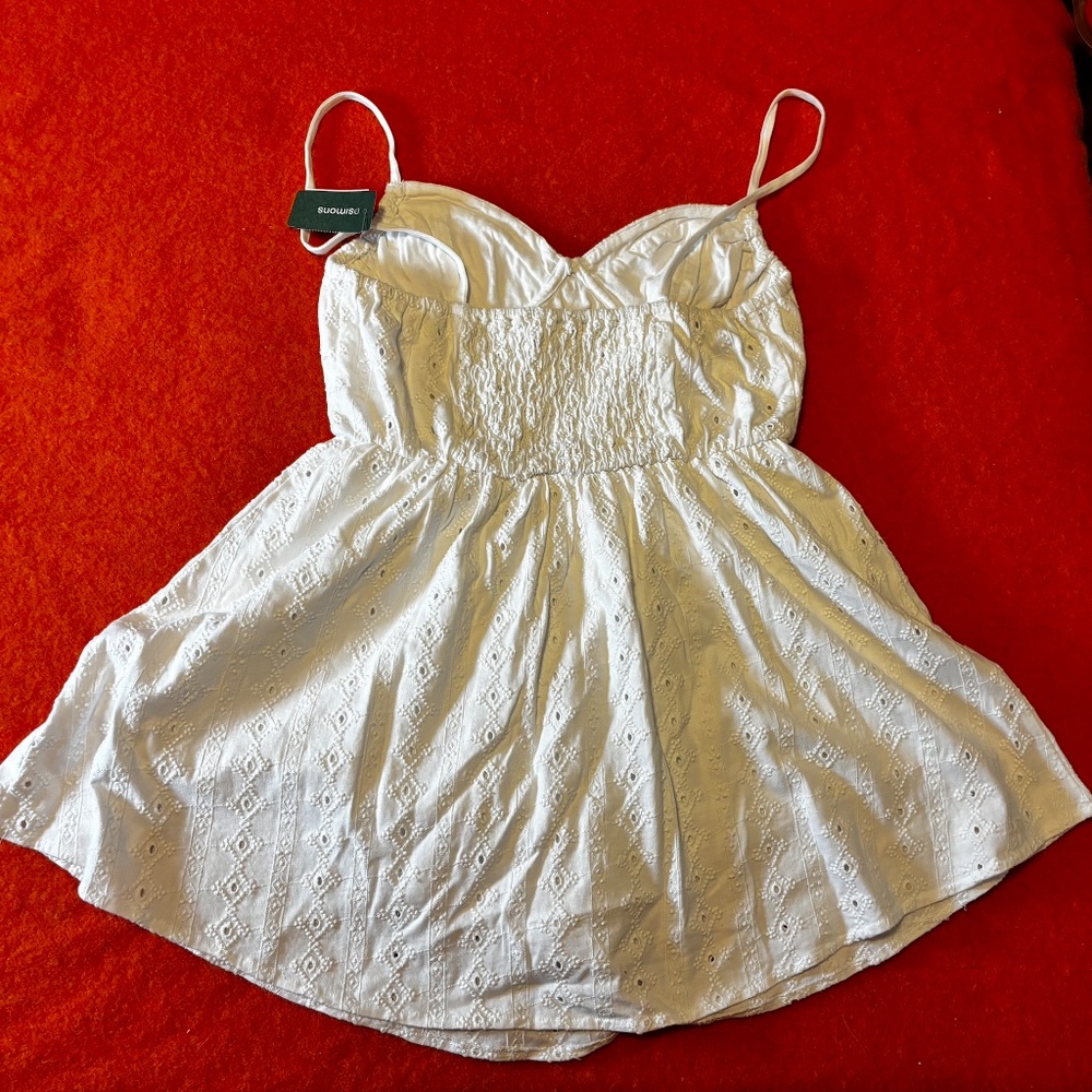 Boho white broderie anglaise bustier short dress romper NWT - Picture 8 of 11